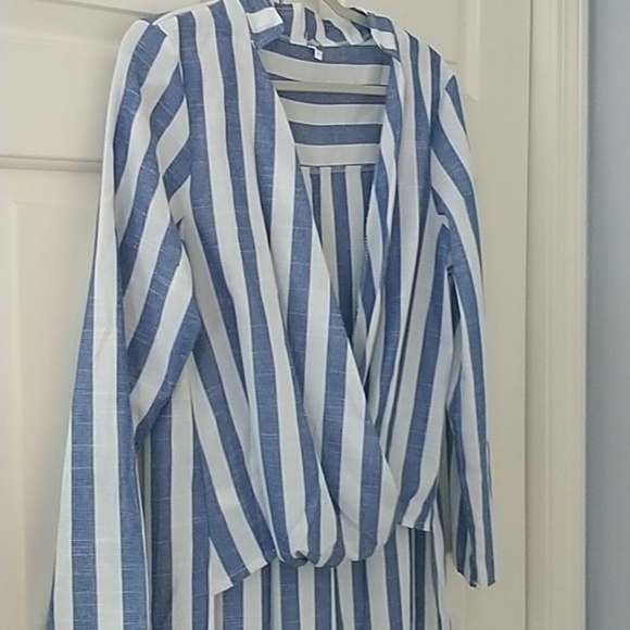 unbranded Tops - Unbranded Striped V Neck Pullover High Low Beach Coverup Tunic Top XXL